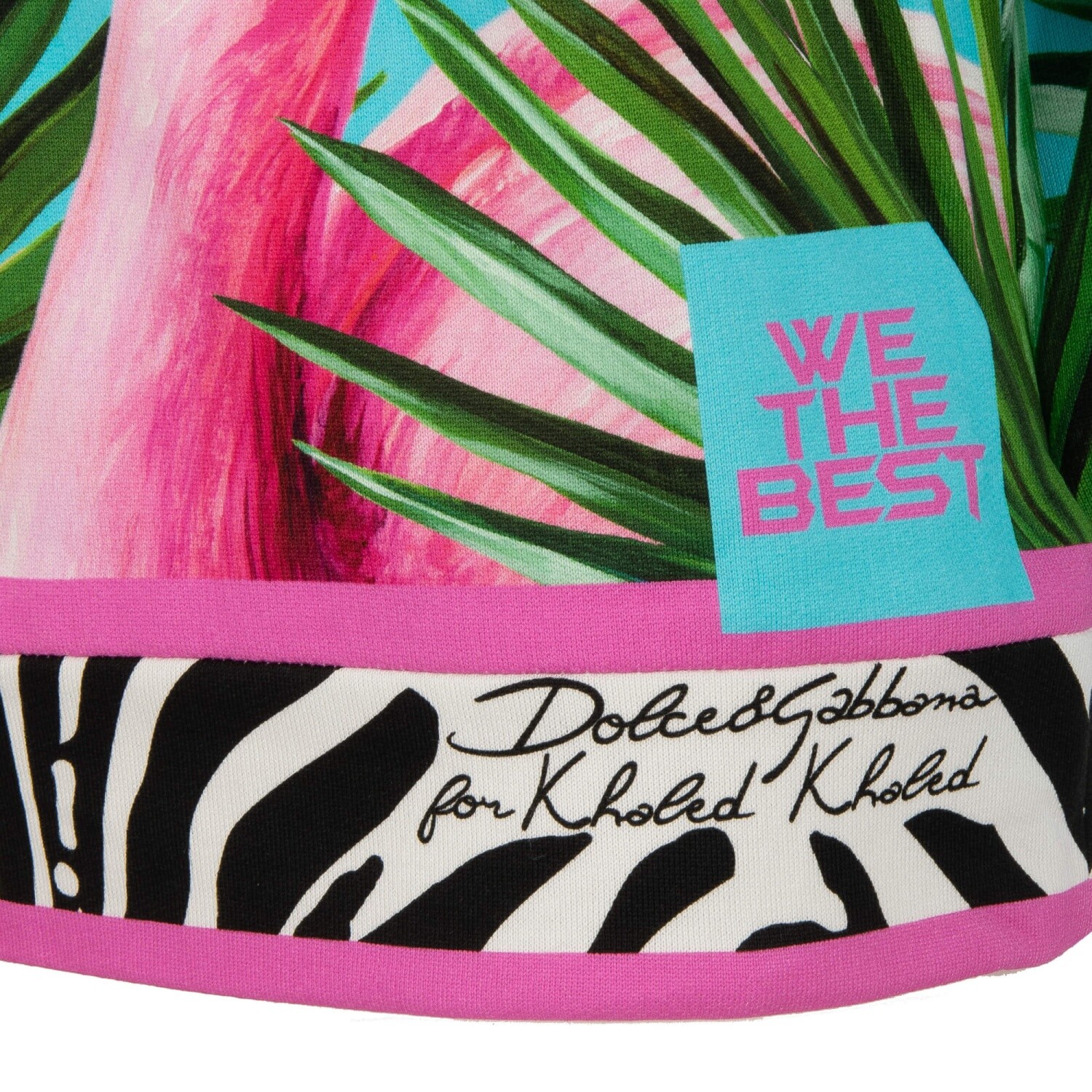 Pre-owned Dolce & Gabbana X Dj Khaled Flamingo Zebra Hoodie Sweatshirt Blue Pink 11362