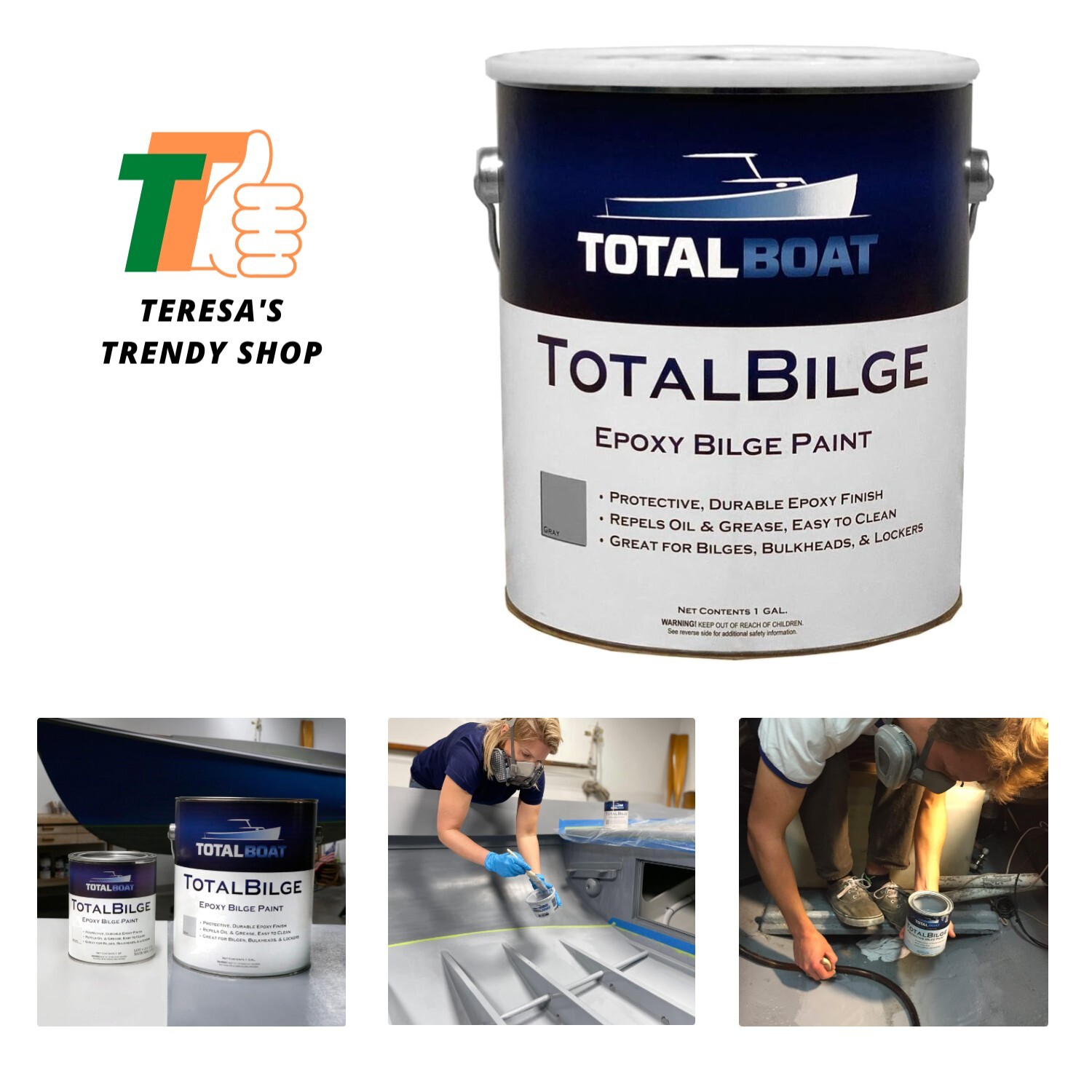 TotalBilge Epoxy Based Bilge Paint for Boat Bilges, Bulkheads, Engine Rooms a...