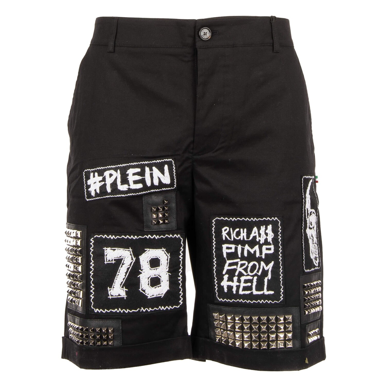 Шорты-гвоздики PHILIPP PLEIN с односторонним логотипом в виде черепа, черные XL