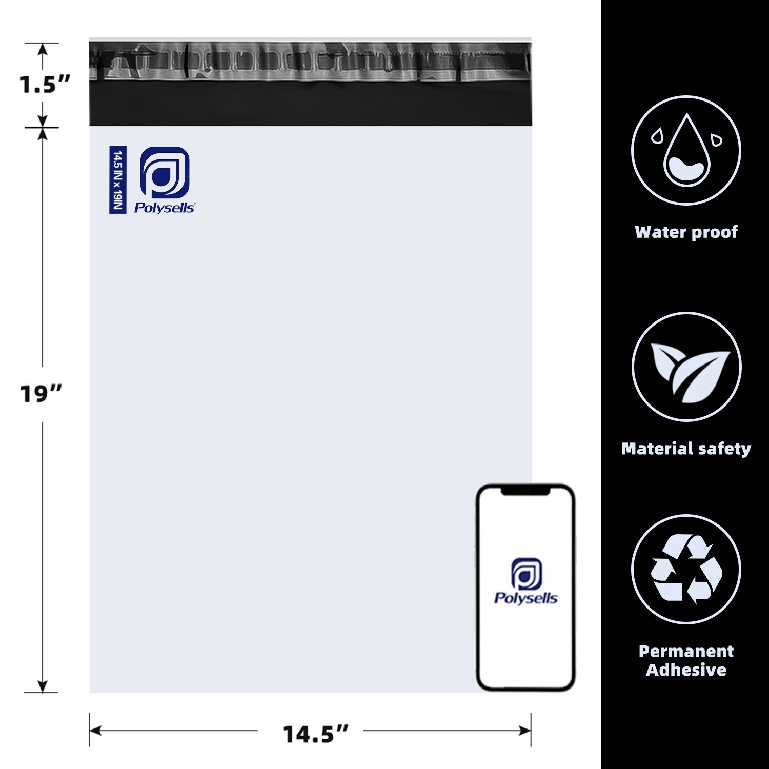 500 14.5x19 Poly Mailers Envelopes Self Sealing Shipping Mailers Bags POLYSELLS