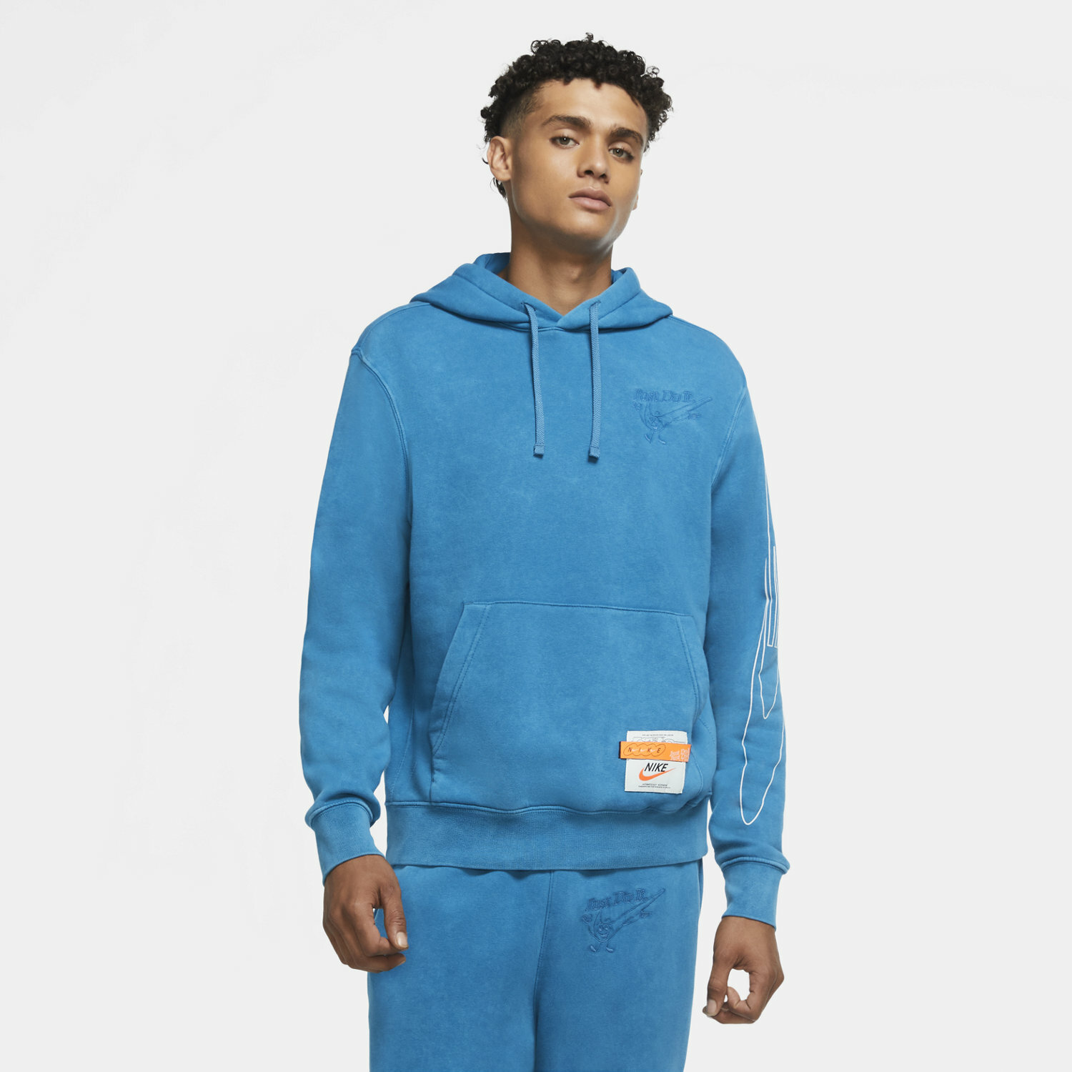 Nike Sportswear Club Fleece Drip Hoodie DC2726 301 Worn Wash Abyss Distressed