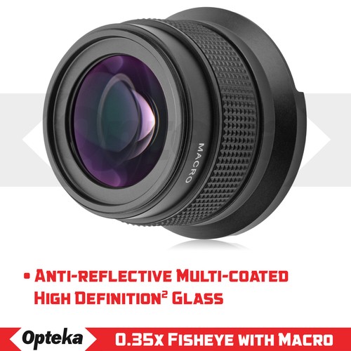 Opteka .35x High Definition II Super Wide Angle Panoramic Macro Fisheye Len Opteka .35x Wide Angle Fisheye Lens for Can