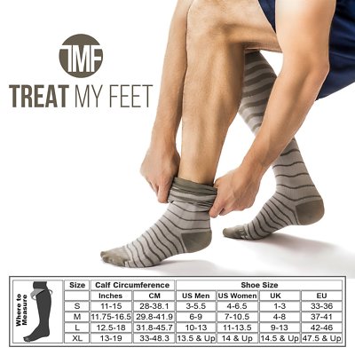 Compression Socks Knee High Stockings Striped Pair Calf Sleeve Leg Support Brace