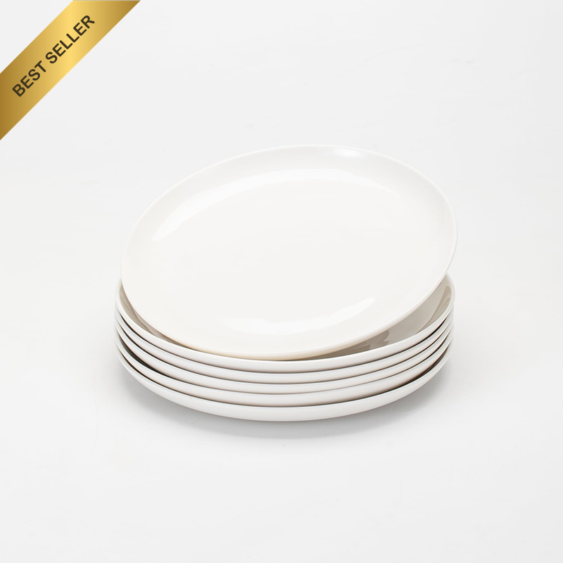White Ceramic Dinner Plates Set of 6, 8.2Inch 20.8Cm round Porcelain Salad Plate