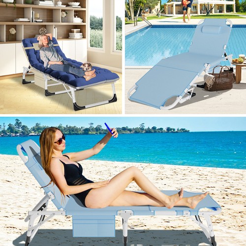 ABORON Adult Folding Camping Cot Bed Lounge Chair Reclining Adjustable 5Position