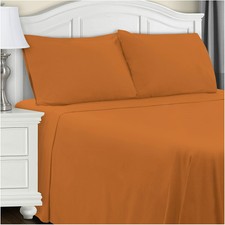 SUPERIOR 100% Brushed Cotton Flannel Bedding Sheet Set, King, Pumpkin  eBay