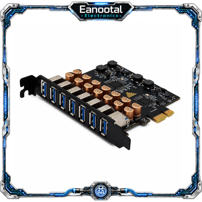 PCIe x1 7 Port USB 3.0 Card, High Speed USB-A Expansion Adapter No External Powe
