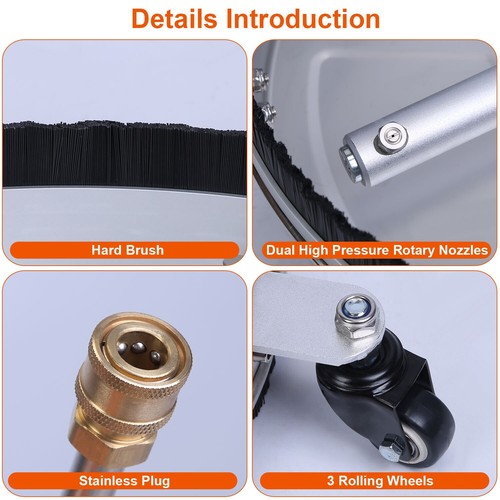 15in High Pressure Washer Flat Surface Cleaner Stainless Power Washer 4000PSI