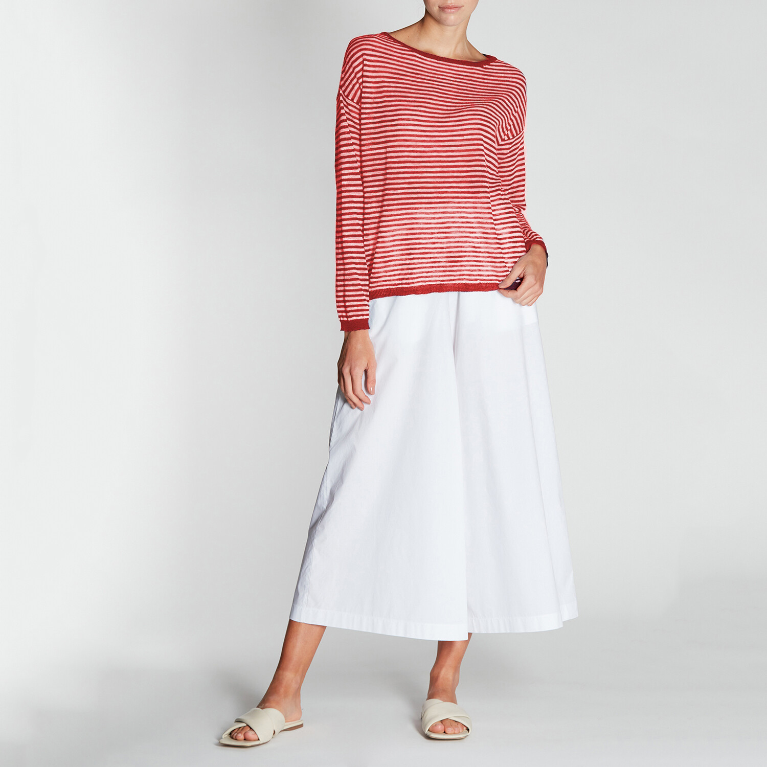 ROBERTO COLLINA LINEN Blend Striped Open-Knit Oversized