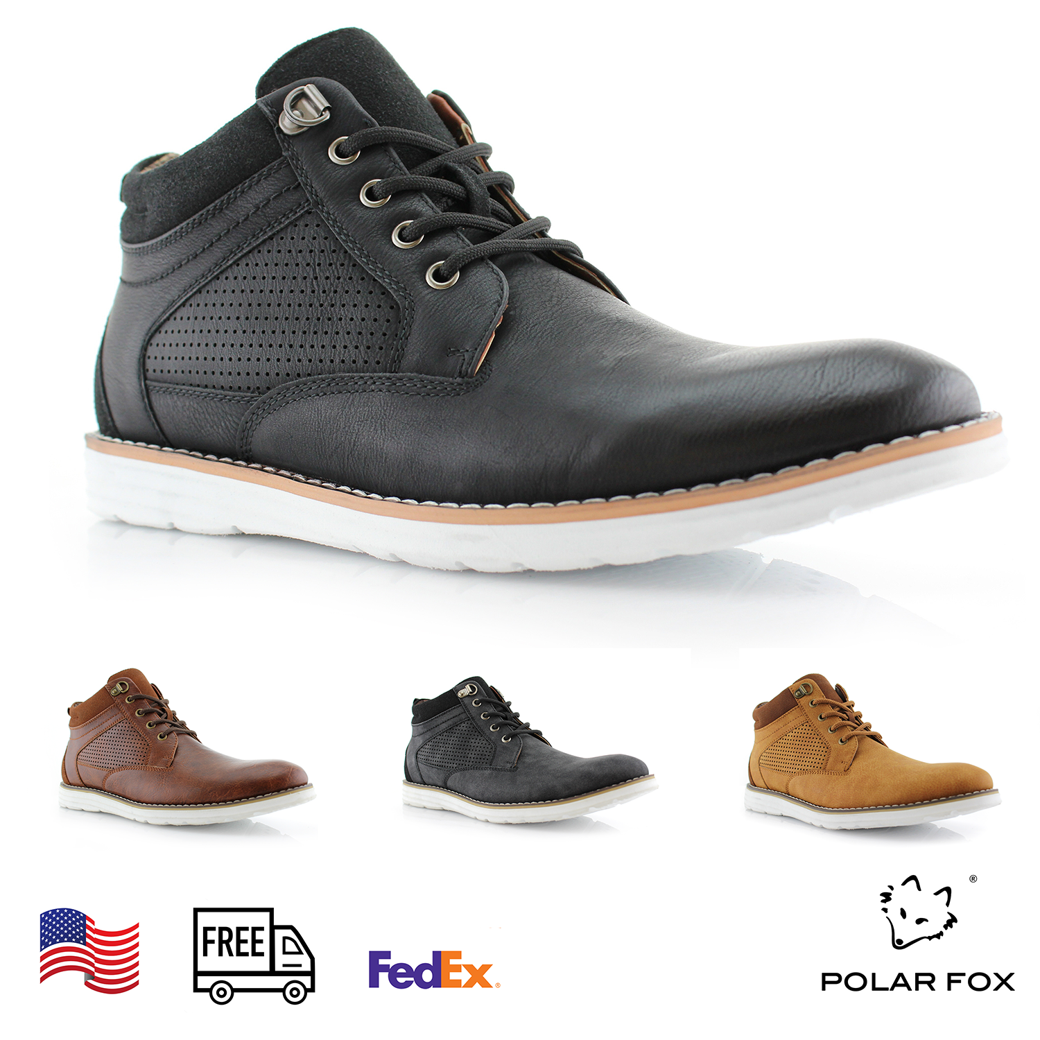 Polar Fox Men's Casual Mid Fashion Perforated Suede Sneaker Running Chukka Boots