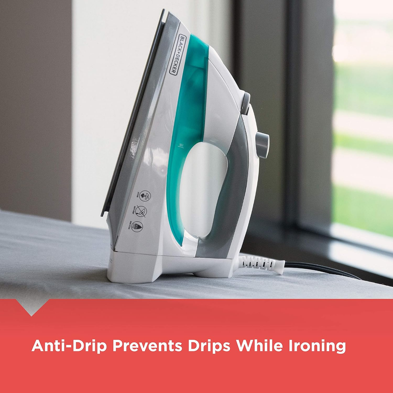 Lightweight Steam Iron for Clothing, Smart Steam Techology, Anti-Drip, Teal, 120