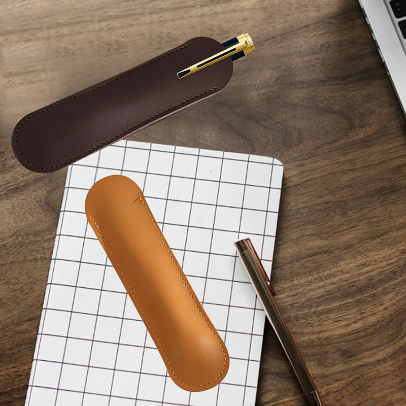 Set of 3 Leather Fountain Pen Sleeve Case Holder Pencil Pouch for Single Pen