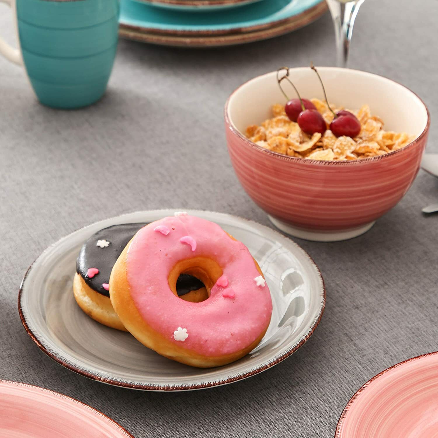 vancasso BELLA Dinnerware Set Stoneware Plate Bowl Set Tableware Service for 4