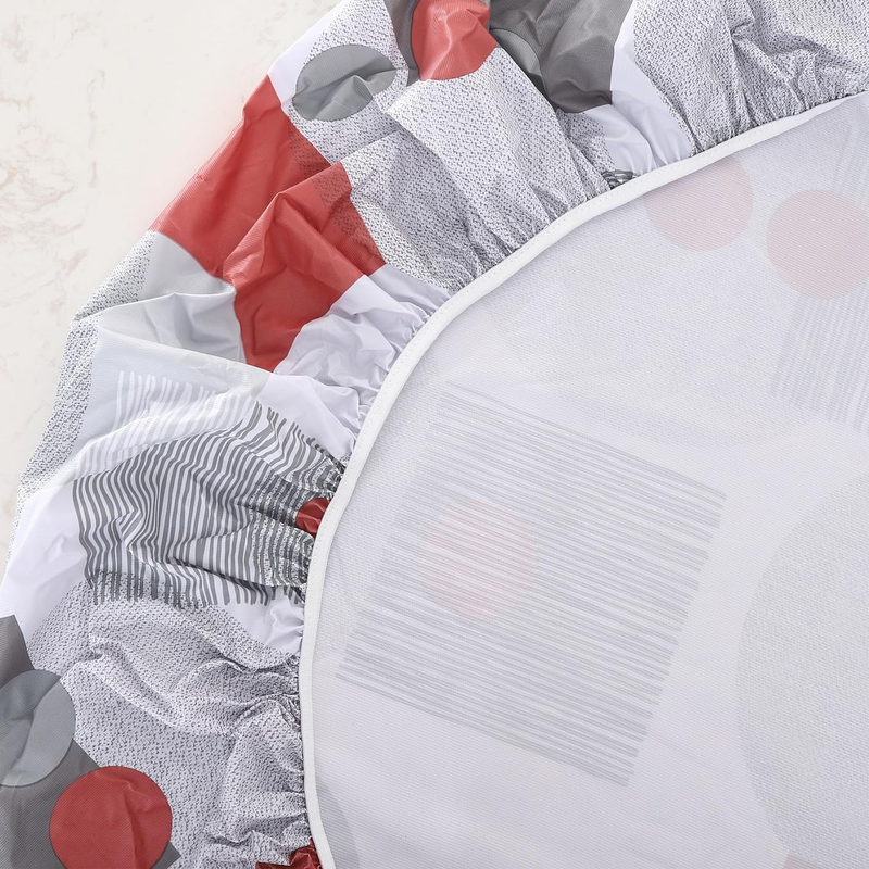 Round Vinyl Fitted Tablecloth Waterproof Oilcloth Elasticized Table Cover Elasti