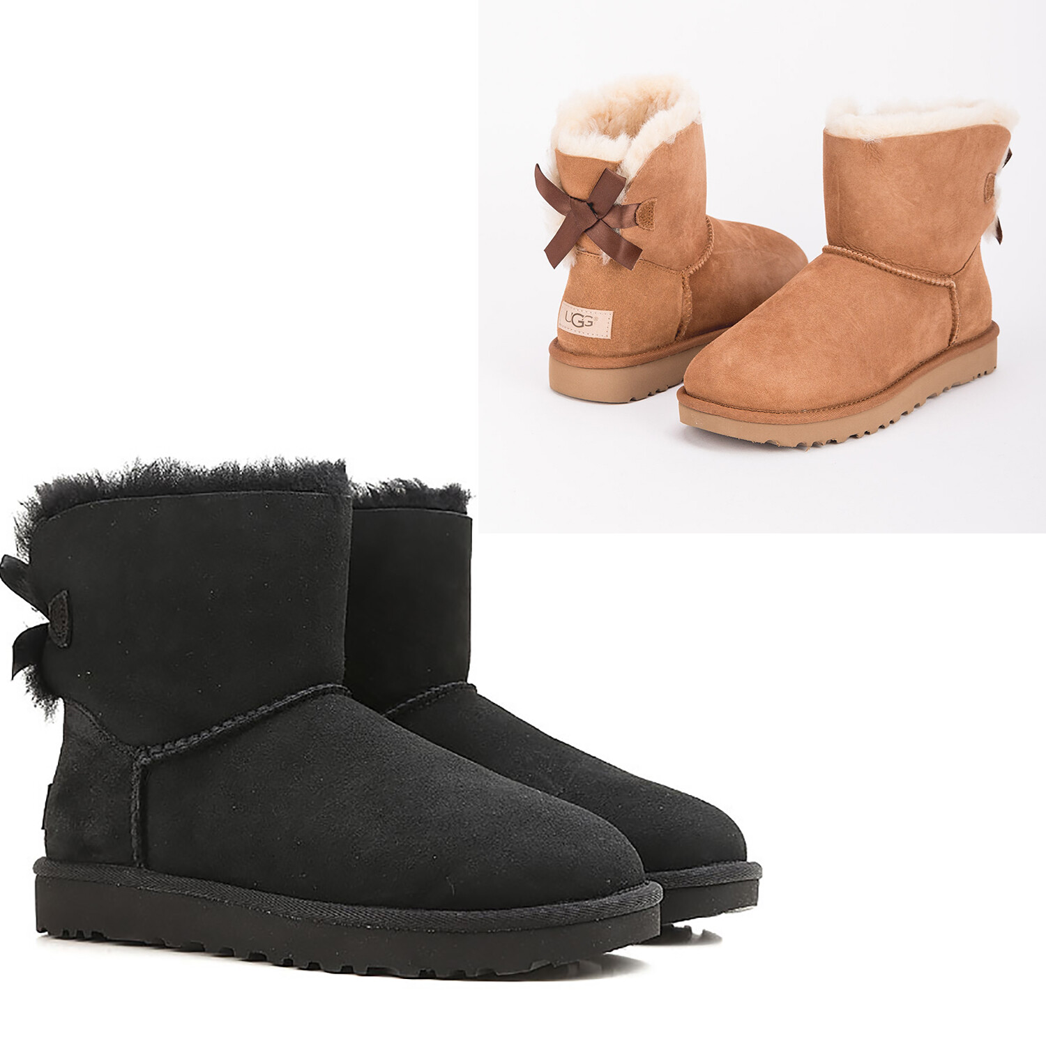 Женские угги UGG Mini Bailey Bow II, зимние сапоги из овчины, НОВИНКА