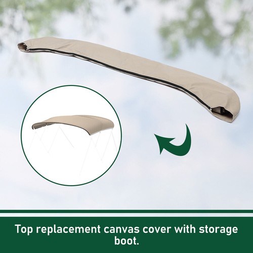 3 Bow 72'' Bimini Top Canopy Sun Shade Boat Roof Cover With Boot Canvas Tan