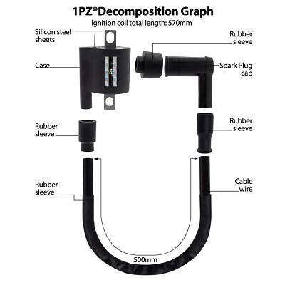 Premium Ignition Coil & Spark Plug Wire for Honda Big Red ATC200E 1982 1983 ATV