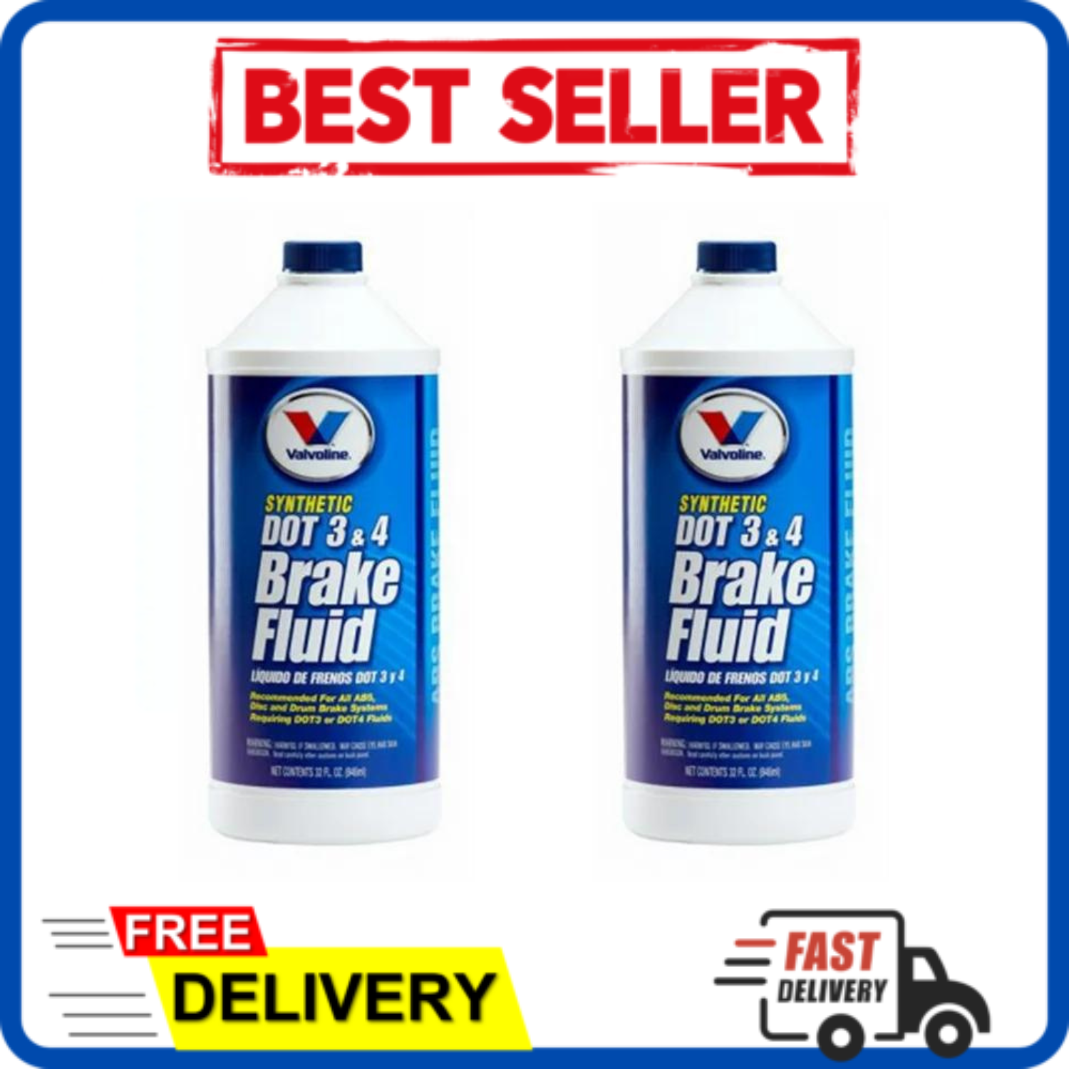 (Pack of 2) Valvoline 601458 Synthetic DOT 3 and DOT 4 Brake Fluid 32 Ounce