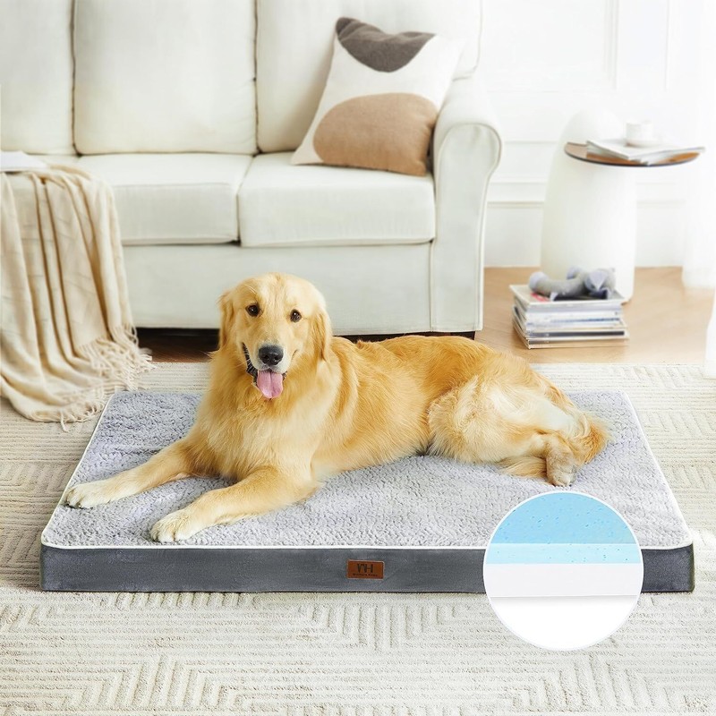 Memory Foam Large Dog Bed, Washable Crate Pet Bed Mat (36 In