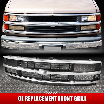 Для 96-02 Chevy Express 1500 2500 3500 Хромированная решетка радиатора в стиле OE с черной вставкой