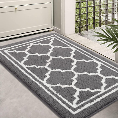 Muddy Mat Absorbent Washable Entryway Kitchen Non Slip Indoor Outdoor Grey 32x20