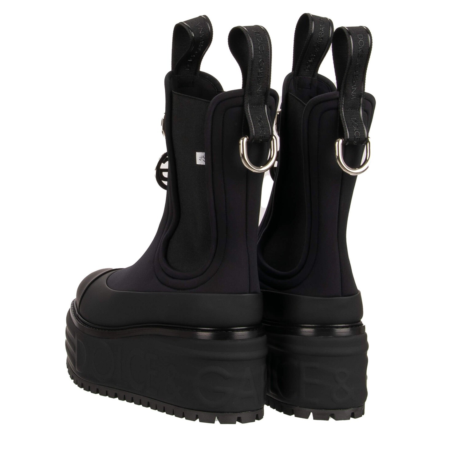 DOLCE & GABBANA DOLCE & GABBANA DG LOGO ANHÄNGER NEOPRENE STIEFELETTE STIEFEL BOOTS 12794