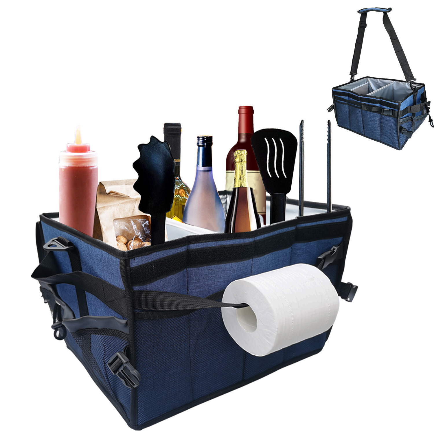 Collapsible With Paper Holder Bbq Organizer Storage