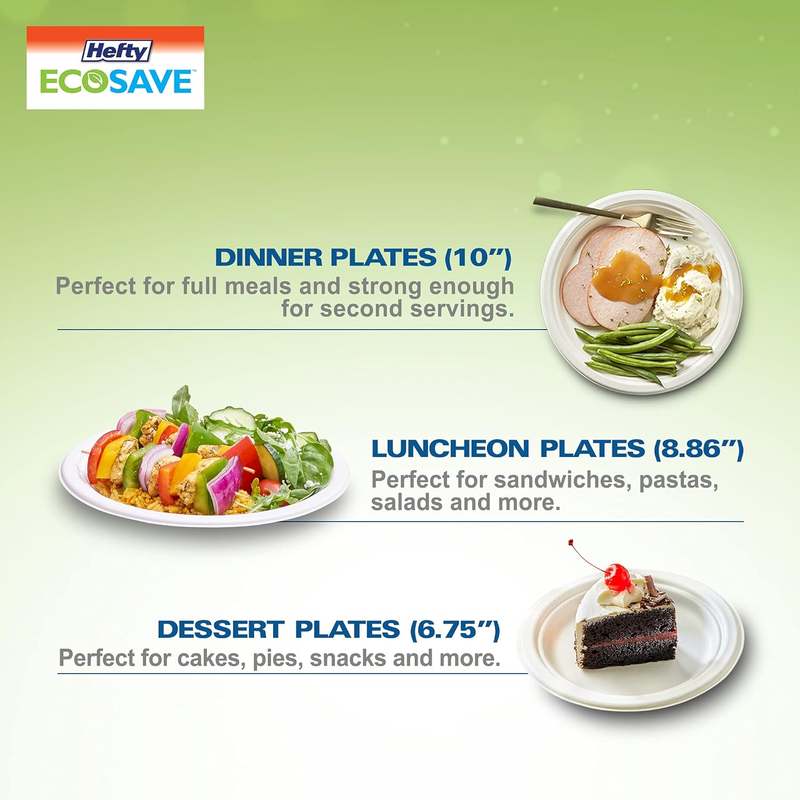 ™ ECOSAVE Compostable Disposable Paper Plates Dessert 6.75", 125 Count, White