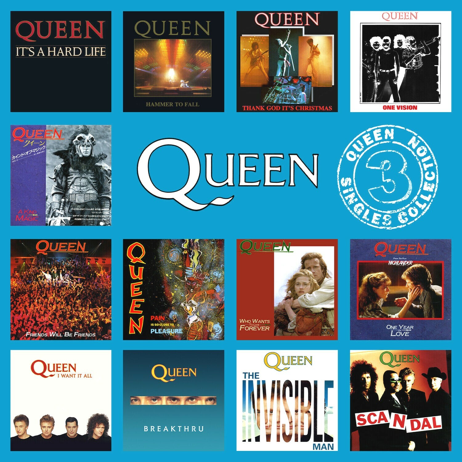 Queen Singles Collection Volume 3 12x12 Album Cover Replica Poster