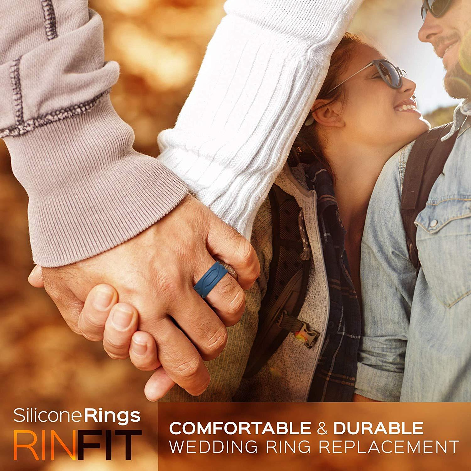 3 Silicone Rings for Men. Patented Design Unique Wedding Rubber Bands by Rinfit 