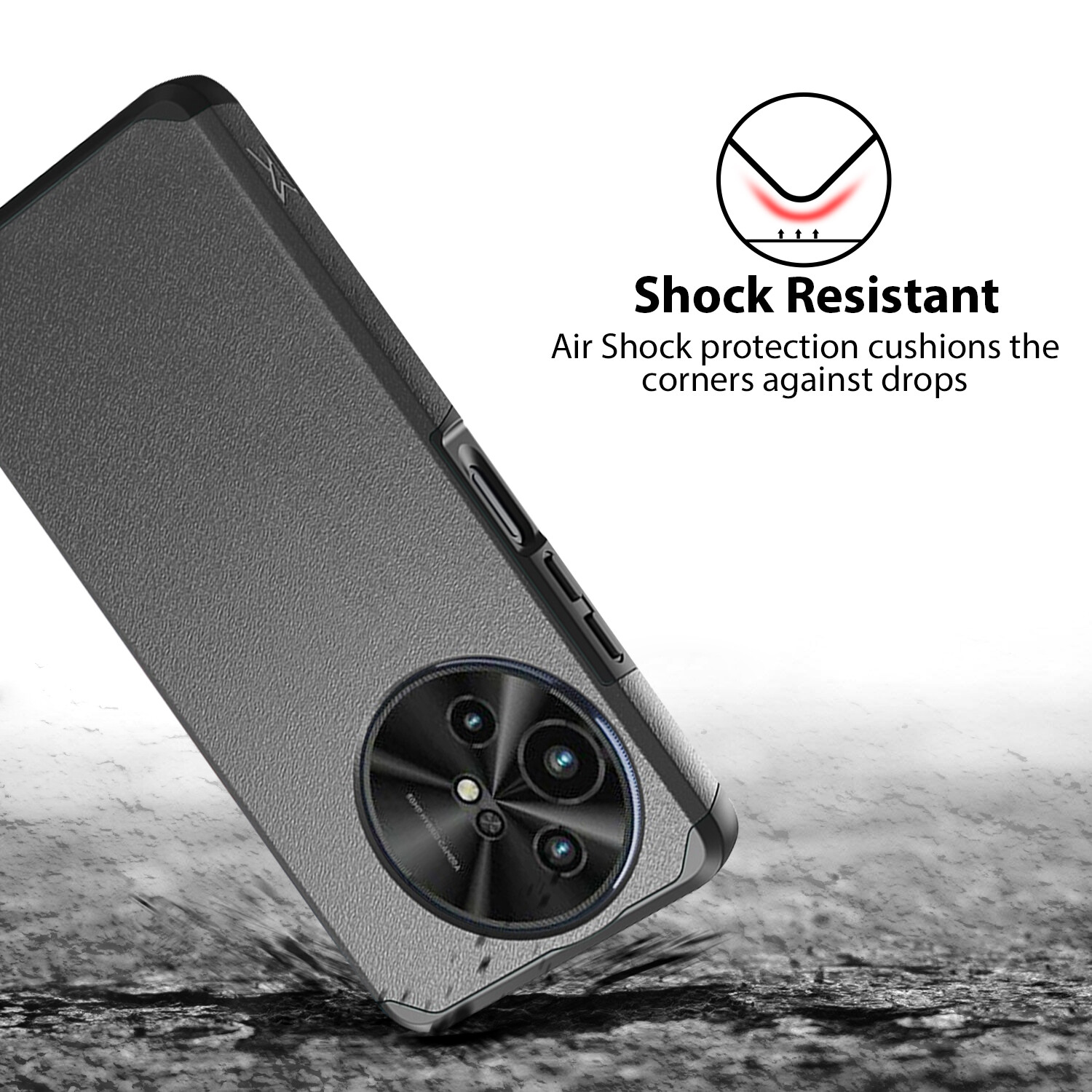 For TCL 50 XL 5G Case Mount Friendly Rubber Hard Hybrid Cover +Tempered Glass