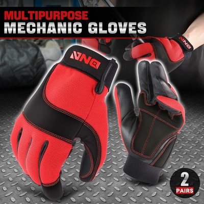 [2 Пары] Универсальные перчатки для работы в строительстве, садоводстве, подсобном хозяйстве, Механика, Красные