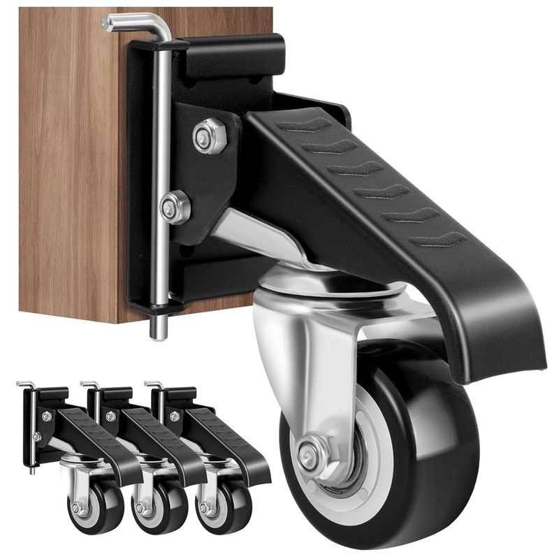Workbench Casters Kit 600Lbs Heavy Duty Quick Release 2 Mounting Options Retract
