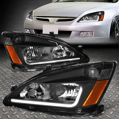 [LED DRL] ДЛЯ HONDA ACCORD 2003-2007 ЧЕРНЫЙ КОРПУС ЯНТАРНЫЙ БОКОВАЯ ФАРА / НАБОР ЛАМП
