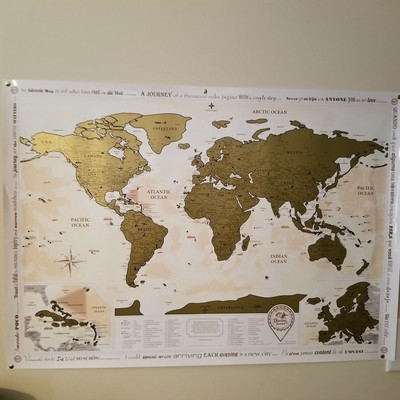Scratch Off World Map Poster Gold - Large Detailed World Travel Map... BRAND NEW