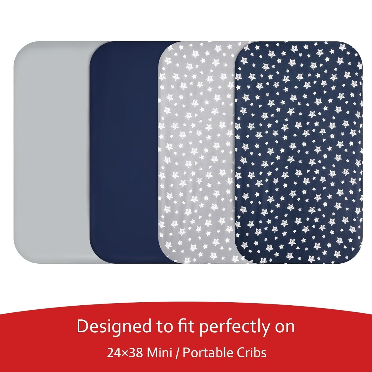 Soft Mini Portable Crib Sheets Fit Standard Mini Crib Mattresses 4 Pack 38"x24"