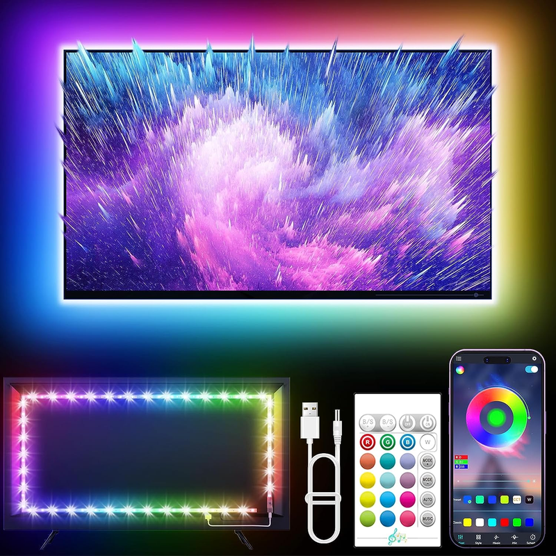 TV LED Backlights Strip, 16.4ft LED Lights for 50-75 Inch TVs, RGB TV Lights Beh