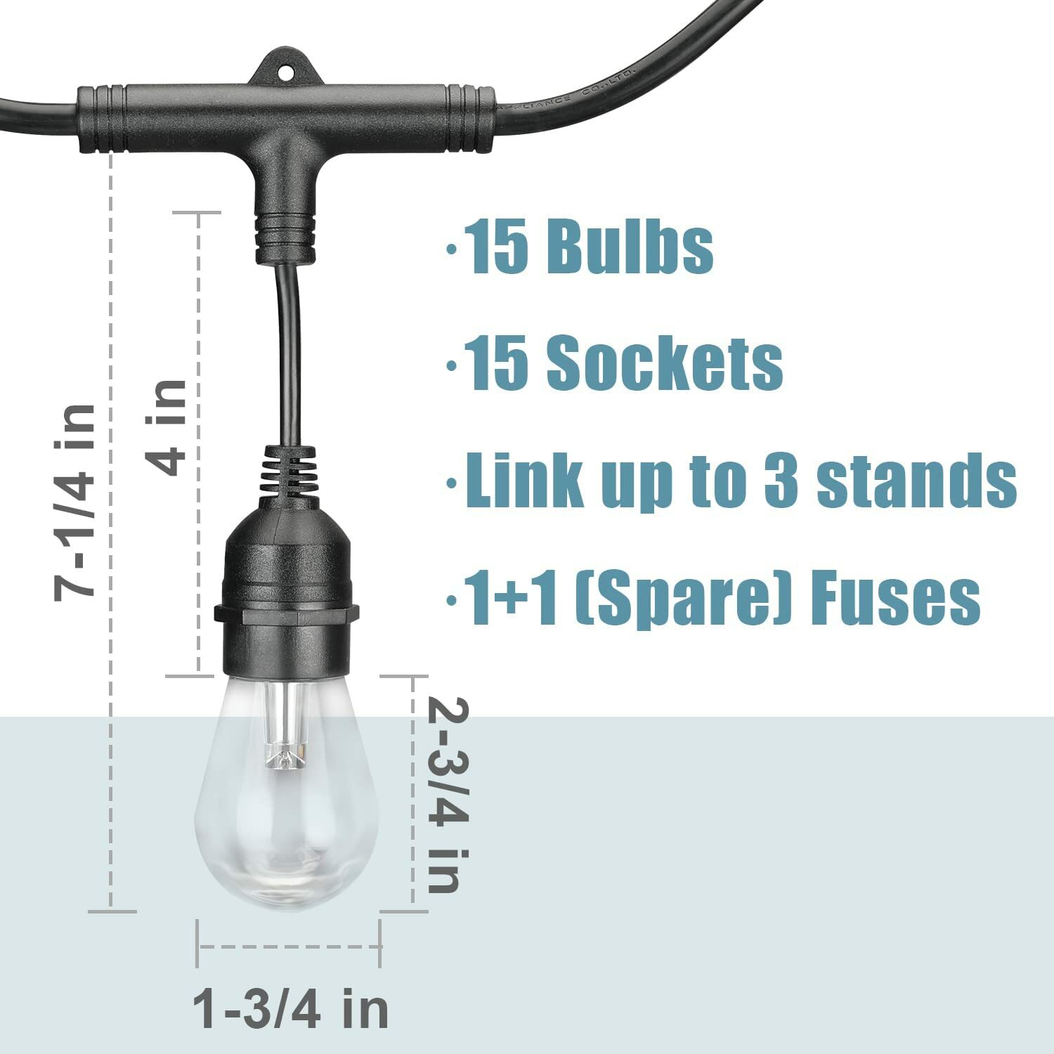 iMagic Outdoor String Lights Multi Color 49 Ft LED Smart RGB Patio Lights Flash