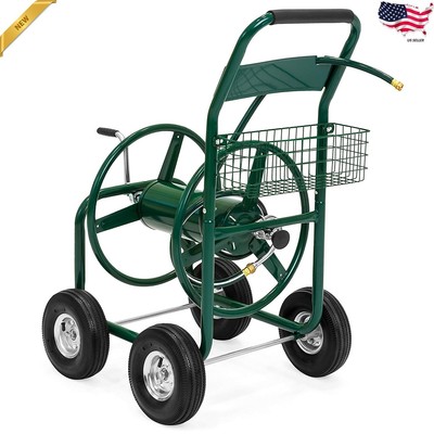 300ft Water Hose Reel Cart Basket Outdoor Garden Heavy Duty Yard Water Planting