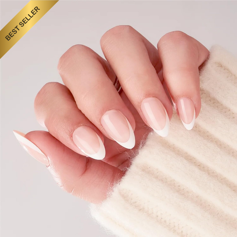 NKA Press-On Nails Kit, 30 Reusable Soft Acrylic Fake Nails in 15 Sizes with Nai