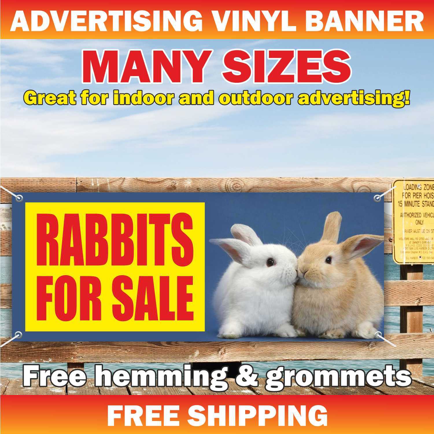 RABBITS FOR SALE Advertising Banner Vinyl Mesh Sign chickens arm 