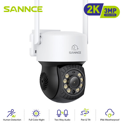 SANNCE 3MP Wireless Security IP Camera PT 2-Way Audio Color Night Auto Tracking