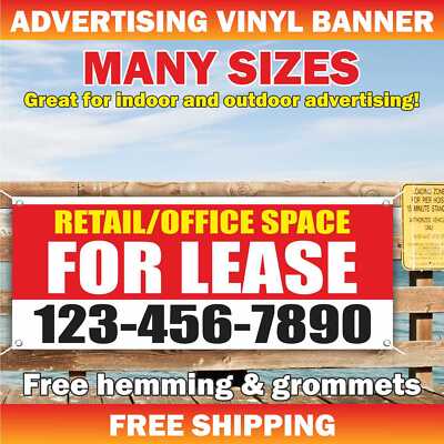 RETAIL OFFICE SPACE FOR LEASE Advertising Banner Vinyl Mesh Sign Rent Custom