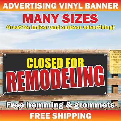 CLOSED REMODELING Advertising Banner Vinyl Sign repair construction building