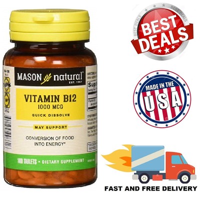 VITAMIN B12 Fast Dissolve 1000 Mcg Natural Energy Booster Sublingual...
