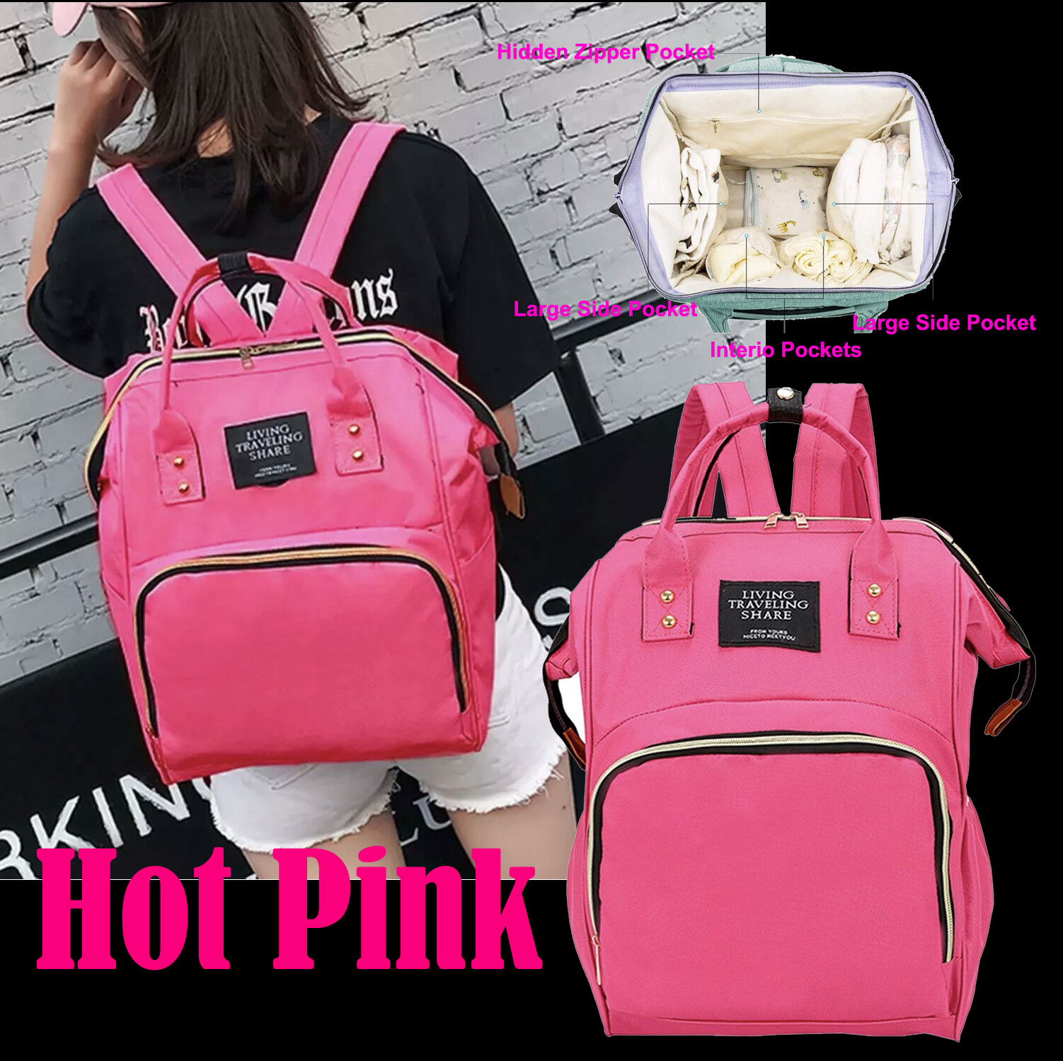 living traveling share diaper bag