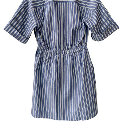 Pre-owned Apiece Apart Palmera Mini Dress In Indigo Stripe - Size S In Blue