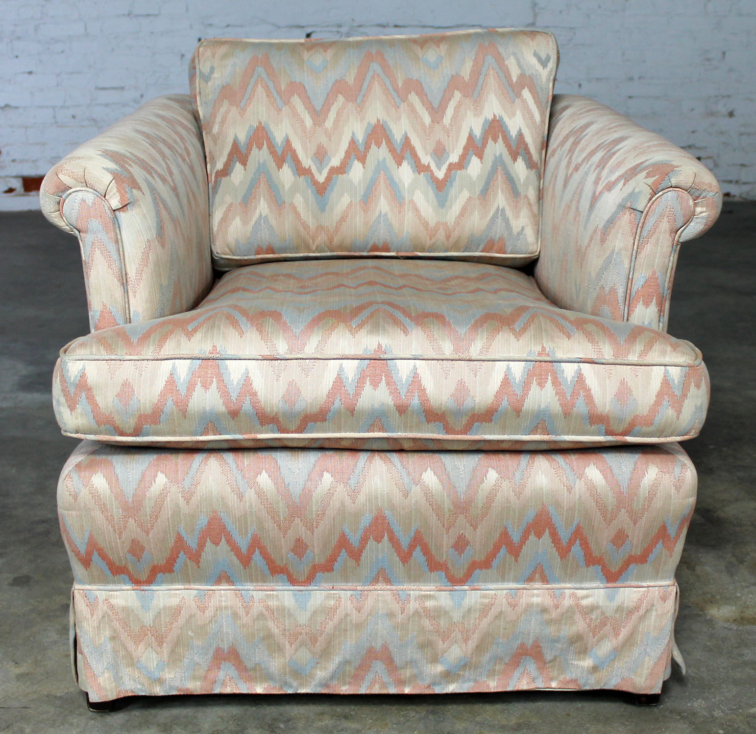 Tuxedo Style Skirted Lounge Chair with Rolled Arms and ...