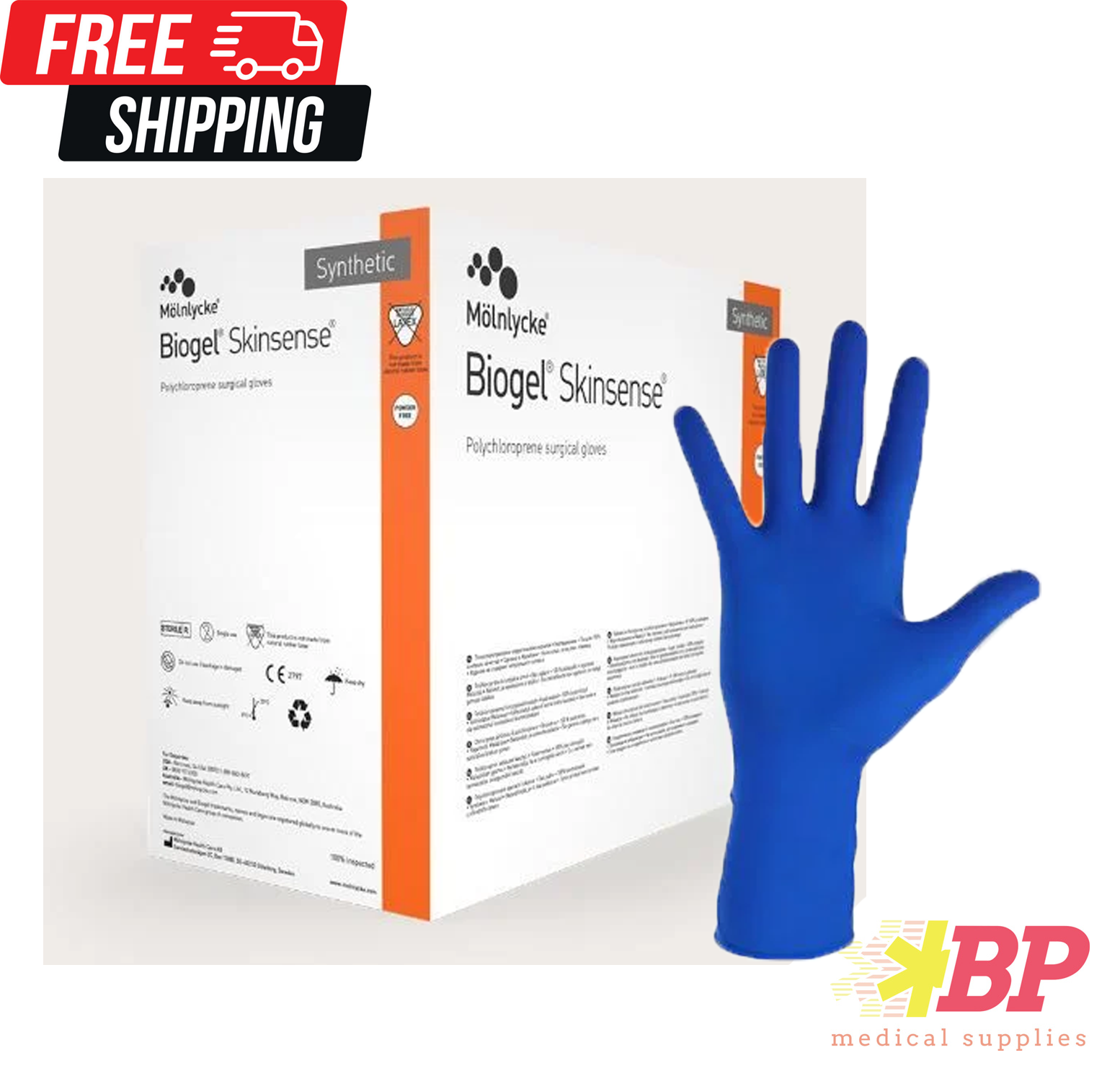 Mölnlycke Biogel Skinsense 使い捨て手袋 5½ 38袋 Biogel Skinsense non-latex polychloroprene surgical gloves