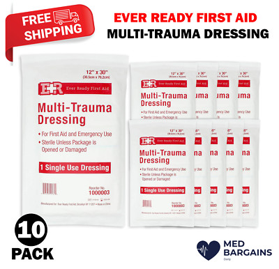 Ever Ready First Aid Multi-Trauma Sterile Non-Woven Dressing 12  x 30  - 10 Pack